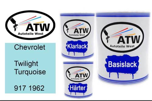 Chevrolet, Twilight Turquoise, 917 1962: 1L Lackdose + 1L Klarlack + 500ml Härter - Set, von ATW Autoteile West.